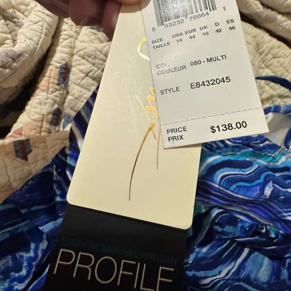 Profile size 14 new blue printed one piece swimsuit - Picture 2 of 5